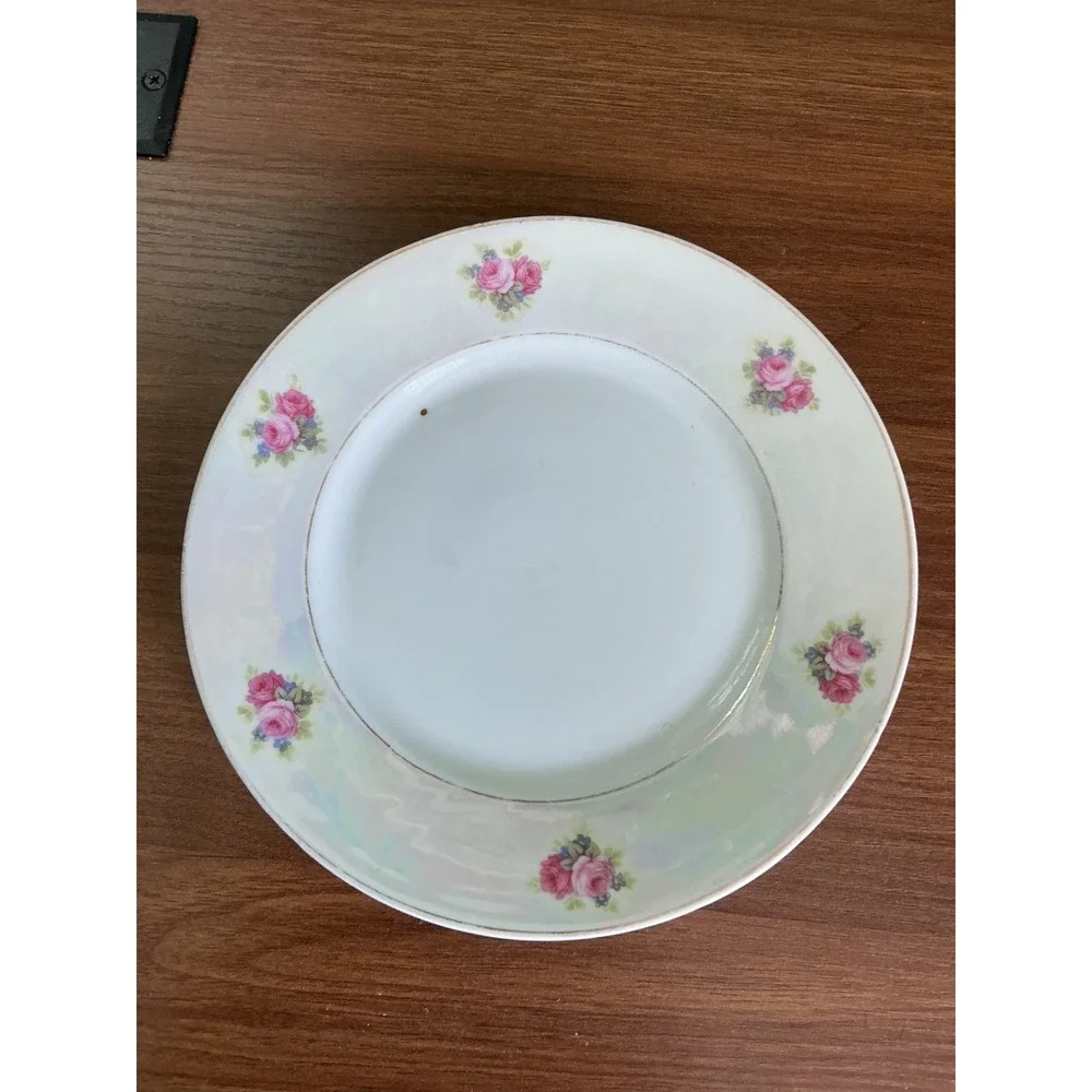 Bavaria Lusterware Floral Dessert Plates, Set of 2, Iridescent Vintage China